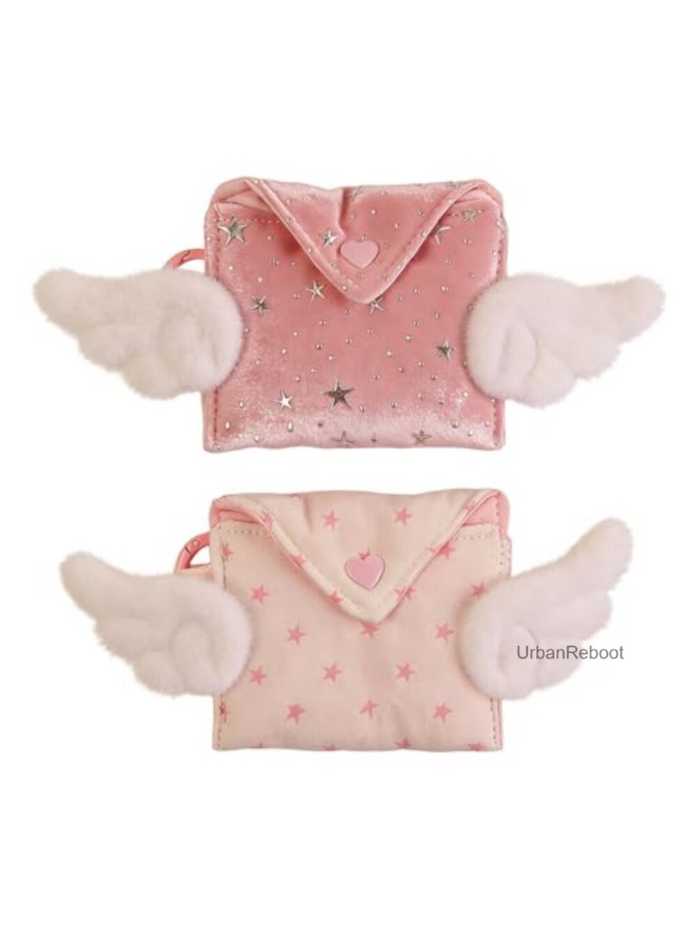 2PC Mini Wallet Set Angel Wings Heart Cutouts Chain Strap Nylon